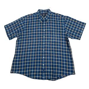Gant Shirt Mens 2X Big  Plaid Linen Blend Short Sleeve Button Down